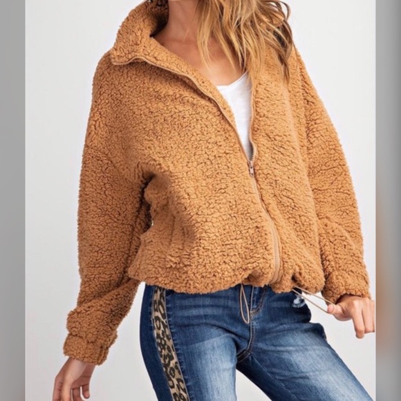 <LAST>Fuzzy Fleece Soft Teddy Bear Zip Up Jacket - Picture 3 of 5